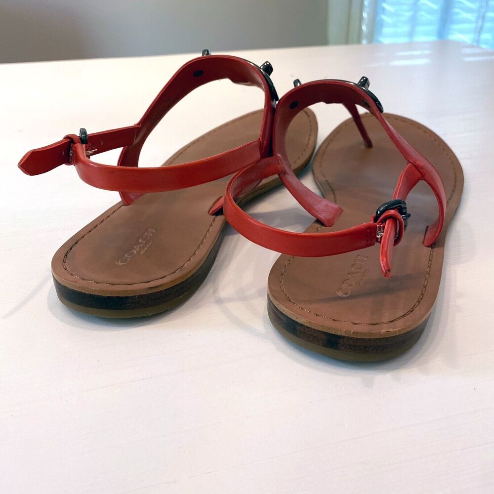 Coach‎ Burnt Orange Gracie Sandal Swagger Thong Sandals US Size 10 B EU Size 40 - Picture 8 of 10